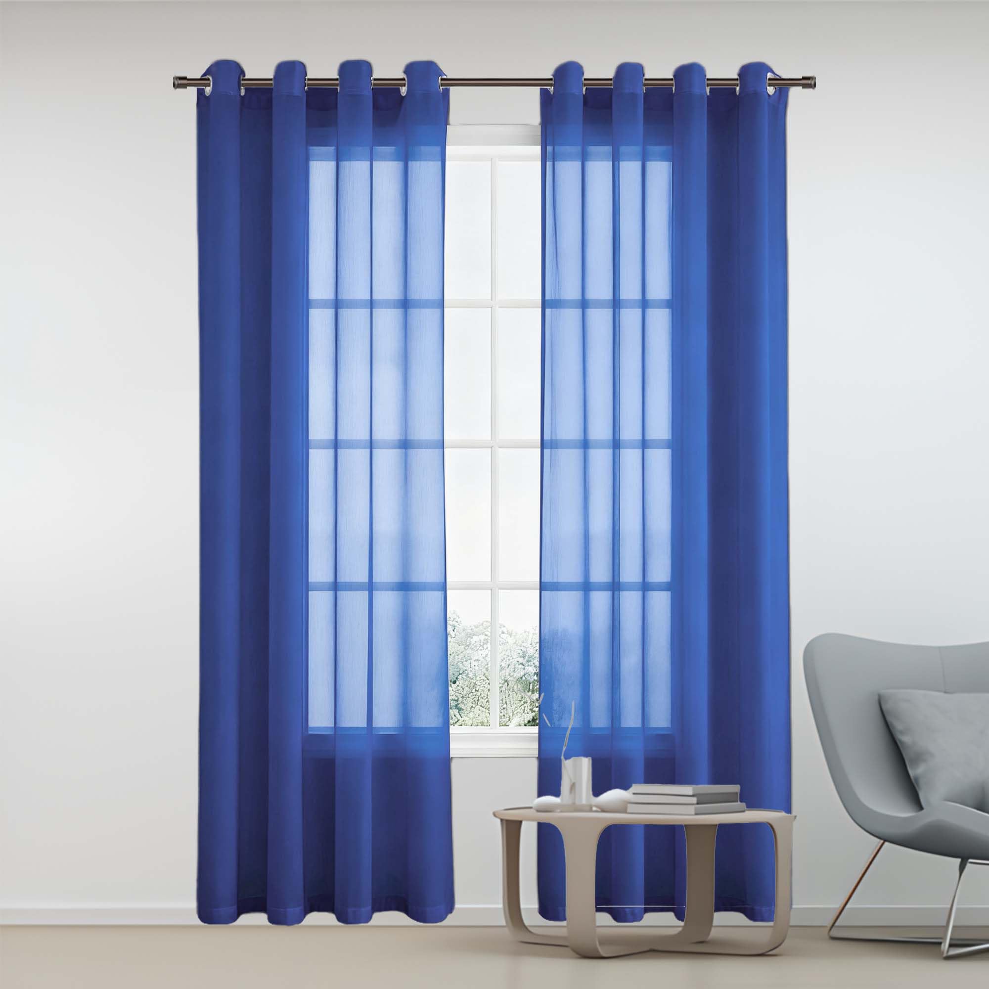 Zasłon Z Woalu 220 x 125 cm Na Przelotkach Zasłony Przepuszczające Nowoczesnego Do Sypialni Salonu Pokoju Dziecięcego, Ciemnoniebieski