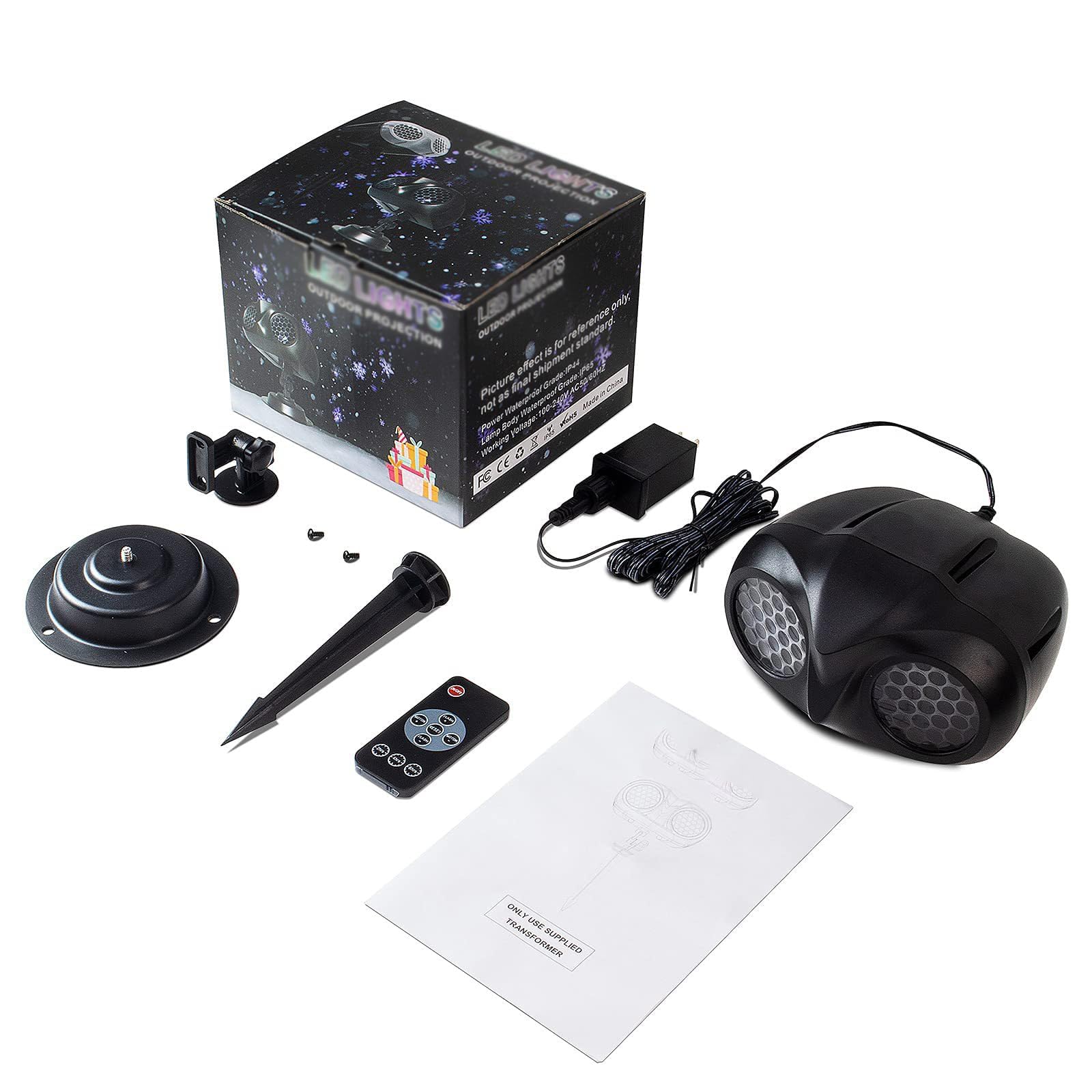 Home Essentials, Projection de Flocons de Neige de Noël, Projecteur de Noël télécommandé pour l'extérieur avec Vitesse réglable pour Halloween