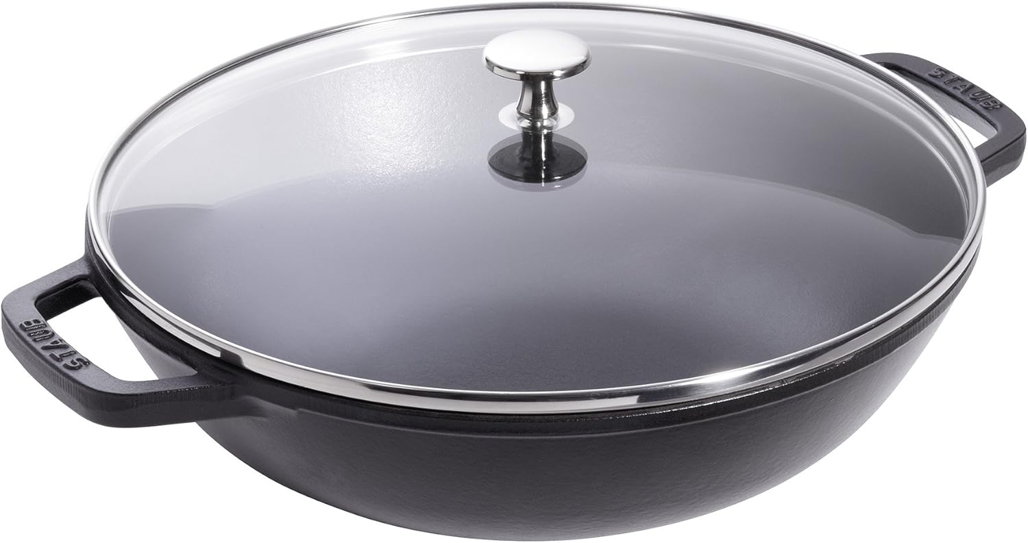STAUB Cast Iron Perfect Pan, Dutch Oven, 4.5-quart, serves 4-5, Made in France, Matte Black