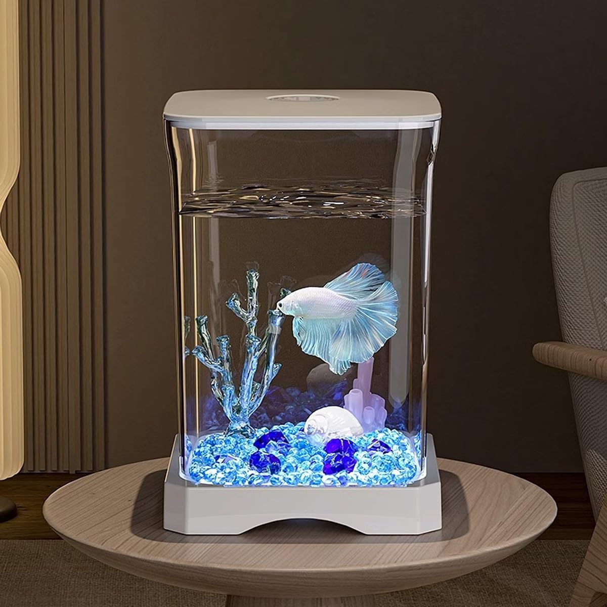 Nicear - Betta Aquarium with Lighting, White, 14 cm × 14 cm × 19.5 cm - Image 4
