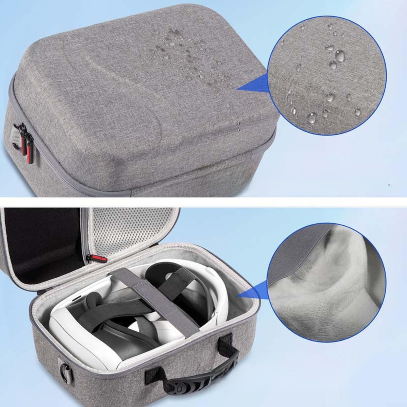 Custodia rigida per Meta 3S, borsa antiurto in EVA con scomparto per accessori per protezione da viaggio, nero grigio (nero)