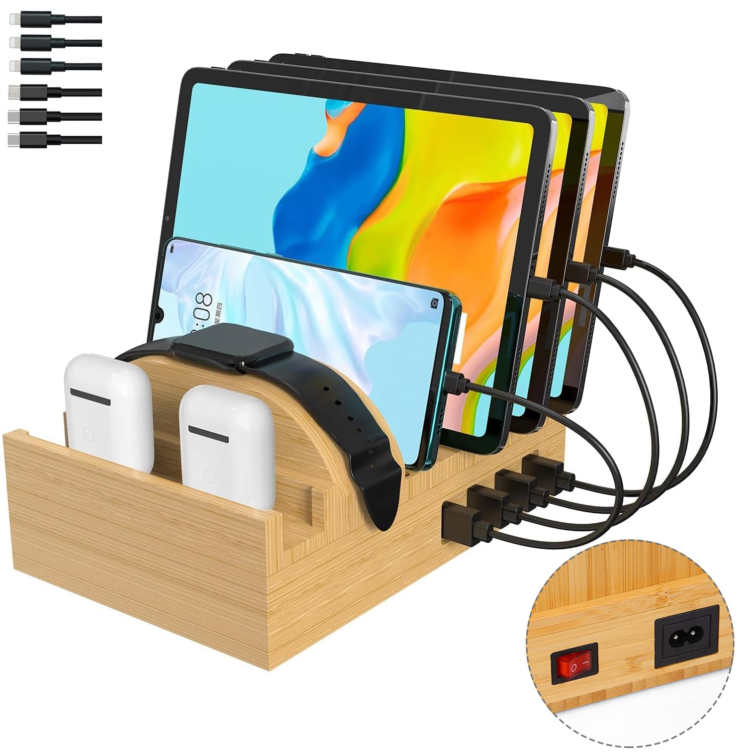 Ladestation fr mehrere Gerte, Handy Ladestation 50W USB Ladegert  Schnelles Charger Organizer Kompatibel mit Handy Drahtloser Ladestnder:  Amazon.de: Elektronik & Foto