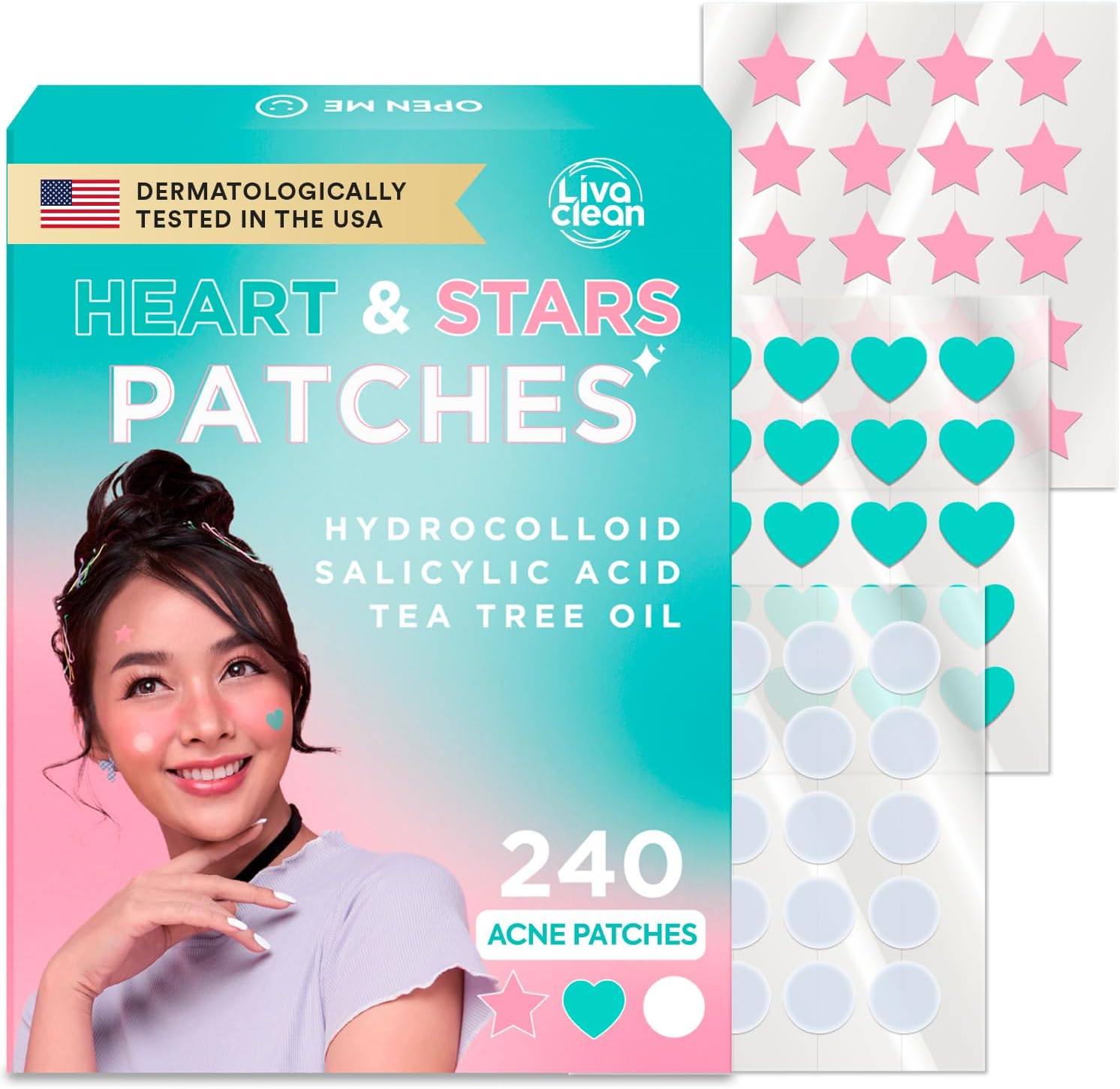 240 CT Heart & Stars Pimple Patches