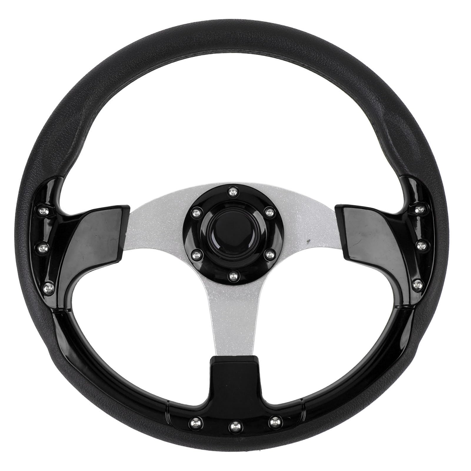 Fabater 14-calowa Kierownica Universal Racing z Przyciskiem Klaksonu |Sportowa Kierownica z Aluminium PU do Standardowego Adaptera Piasty z 6 Otworami (BLACK)