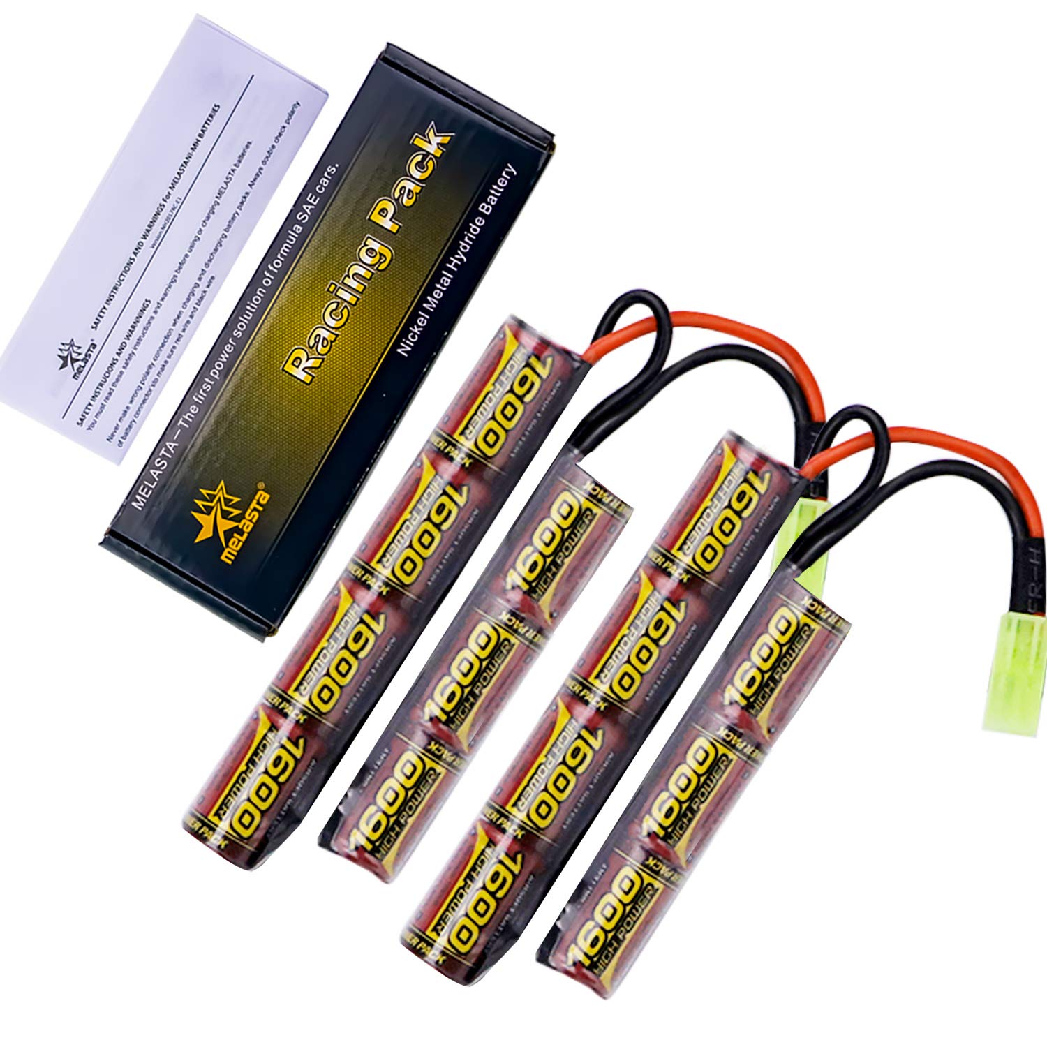 melasta 8,4V 1600mAh Airsoft Batterie NiMH Batterie avec Mini Tamiya Connecteur, Pistolet Airsoft Rifle, Nunchuck Batterie, 2PCS