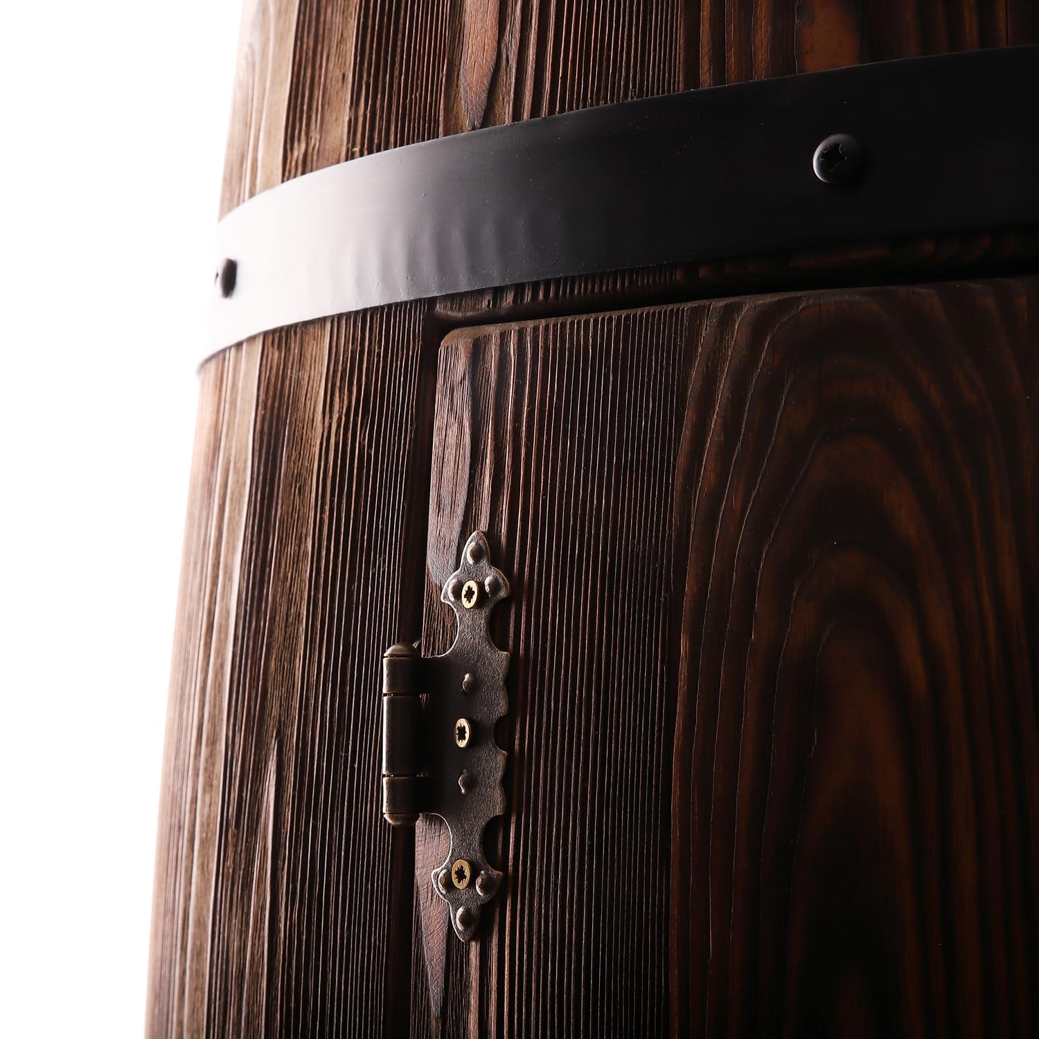 Barril de Madera con Puertas - Mueble Bar en Pino Cepillado para Vino, Whisky, Cerveza - Almacenamiento Duradero y Práctico - Armario, Barra de Alcohol - Artesanal - Marrón