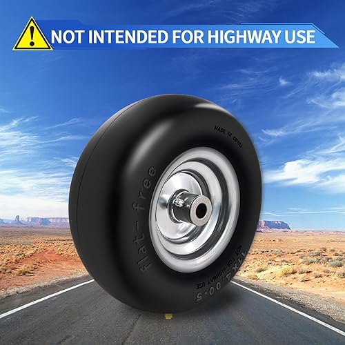 Miniatura 7 de 2Pcs Premium 11x4-5 Lawn Mower Tires Flat Free & Zero Turn Mowers, with 34" & 58" Grease Bushing and 3.4"-4.8" Centered Hub, Solution for Commercial