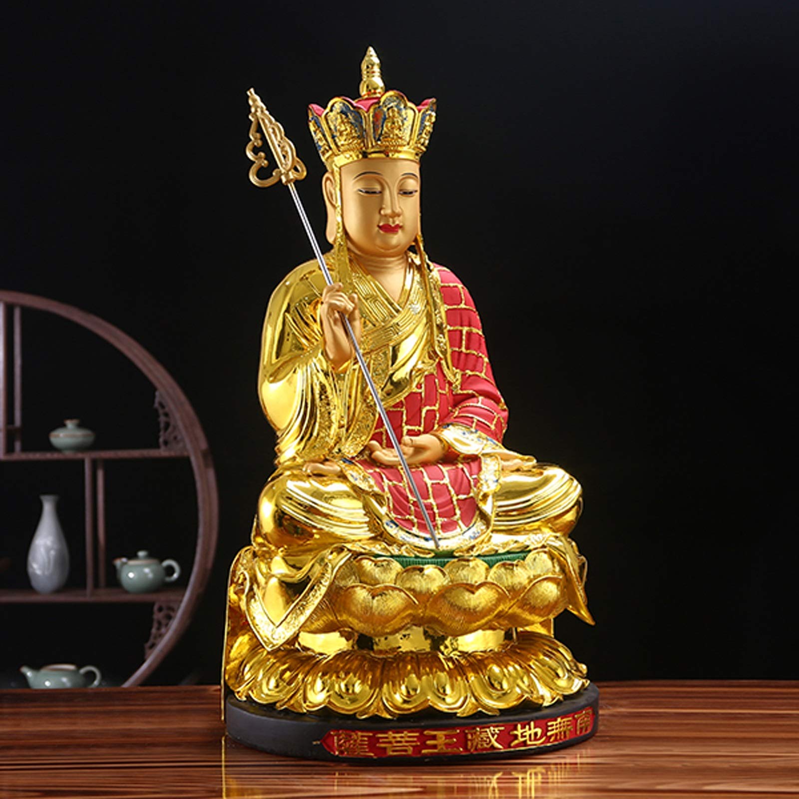 For el hogar, oficina, escritorio, mesa, decoración del baño, estatuas de Buda, decoración del hogar, resina, estatua de Buda TangSeng, adornos de Feng Shui de 21,6/25,6 pulgadas, la mejor estatua int