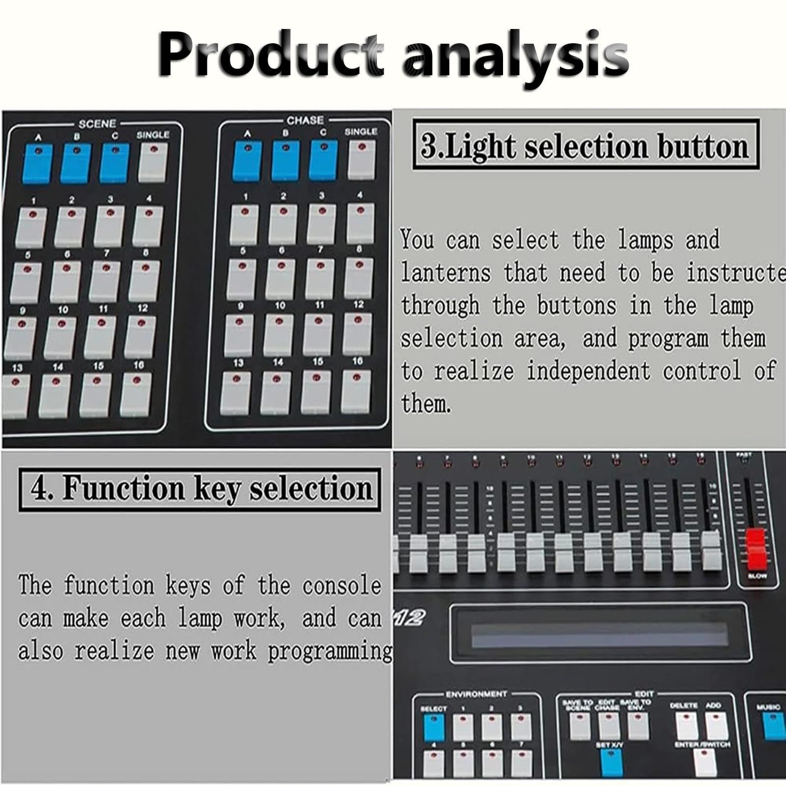 Console D-Mx 512 Pannello Controller Console Illuminazione,Controller per Luci da Palcoscenico Mixer Luci di Controllo Luci da Palco per Moving Head Luce da Discoteca