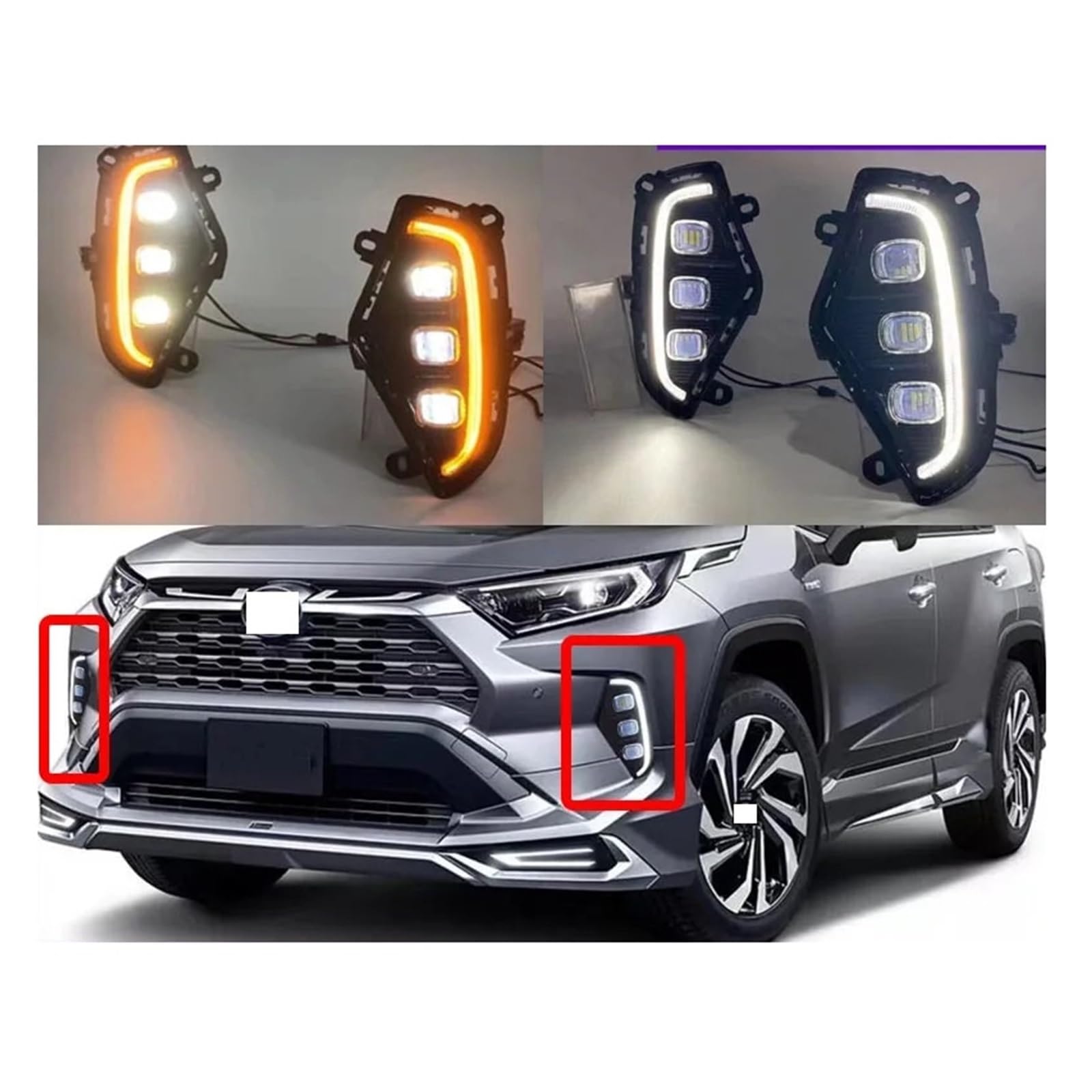 Amazon.co.jp: 2個車LEDフォグランプ、トヨタRAV4 2018-2021用フロント 