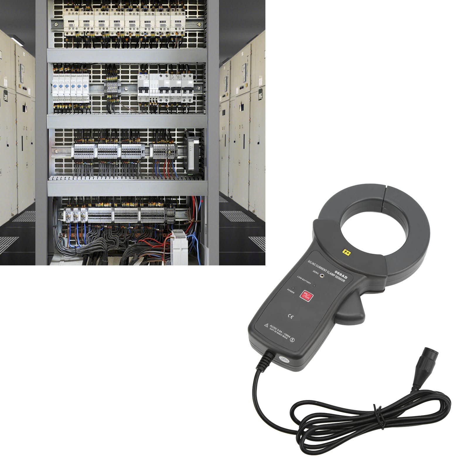 ETCR068AD Cęgowy przekładnik prądowy Przenośny czujnik prądu AC DC o wysokiej dokładności Pomiar bezkontaktowy dla przemysłowych systemów zasilania ABS Materiał permallojowy