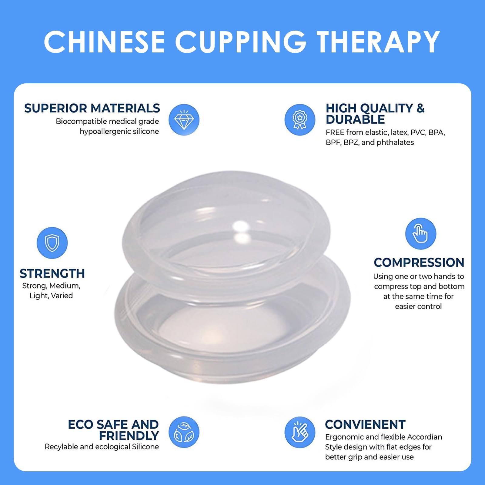 Kit de 7 Ventouse Massage Anti Cellulite,Ventouses en Silicone Thérapeutiques, pour Massage Kiné du Dos et du Corps, Améliore la Circulation, Aide à Raffermir la Peau, Compatible avec les Huil