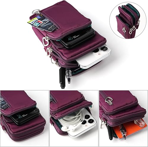Miniatura 3 de Bolso cruzado de nailon para mujer para viaje, bolso de hombro para teléfono celular con pulsera, brazalete deportivo, cartera para teléfono