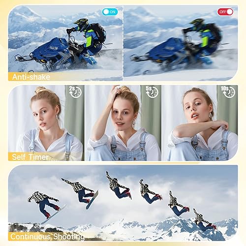 Miniatura 6 de Cámara digital, enfoque automático de 48 megapíxeles UHD 4K para videoblogs, zoom digital 16X, cámara digital compacta portátil de apuntar y