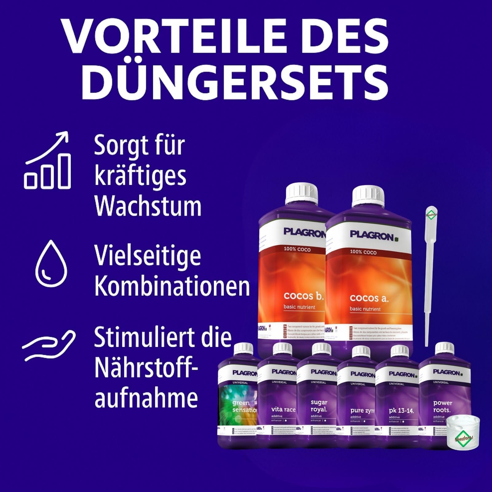 Weedness Plagron Coco Dünger Set Medium - Grow Anbau Indoor Outdoor Bio Dünger NPK Mineralisch Flüssig