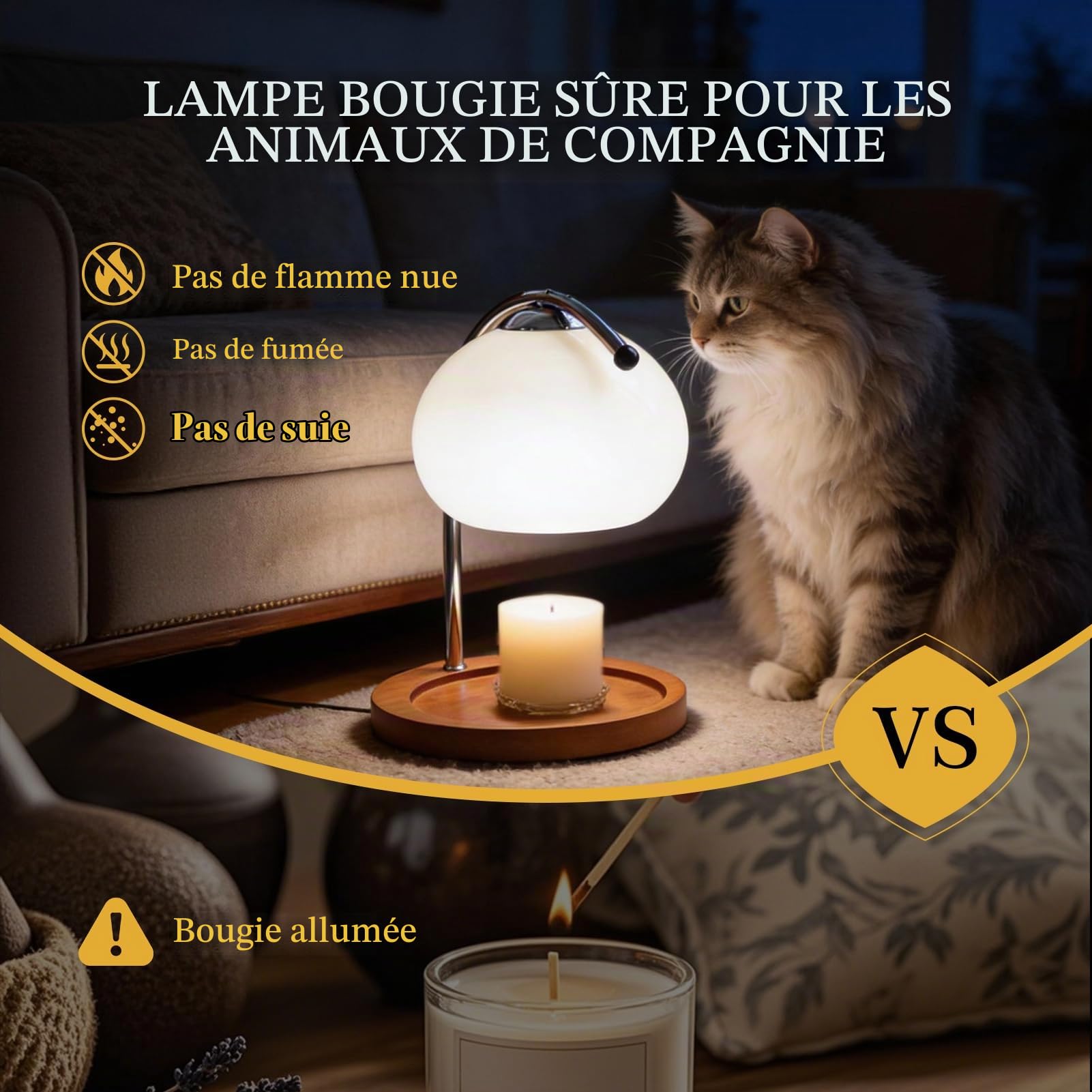 Topyond Lampe à Cire Aromatique Rétro, Plateau De Rangement En Bois, Chauffe-bougie En Verre, Lampe De Bureau, Chambre à Coucher, Lampe De Table D'ambiance, Décoration de la Maison(Beige)
