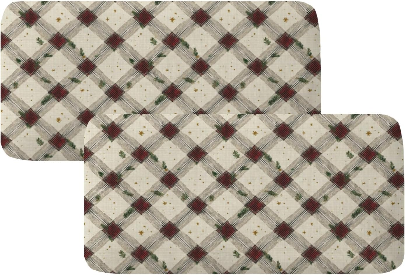 Festive Plaid Bloom Art Loveseat Covers Couch Covers for 2 Cushion Couch, 2-Piece Stretch Sofa Slipcovers Anti-Slip Washable Furniture Protectors for Dogs Pets