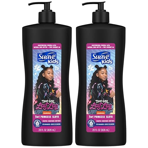 Suave Champú 3 en 1 para niños – That Girl Lay Lay Princess Slaya Slaya - Champú para niños, acondicionador y gel de baño corporal, jabón, 28 onzas