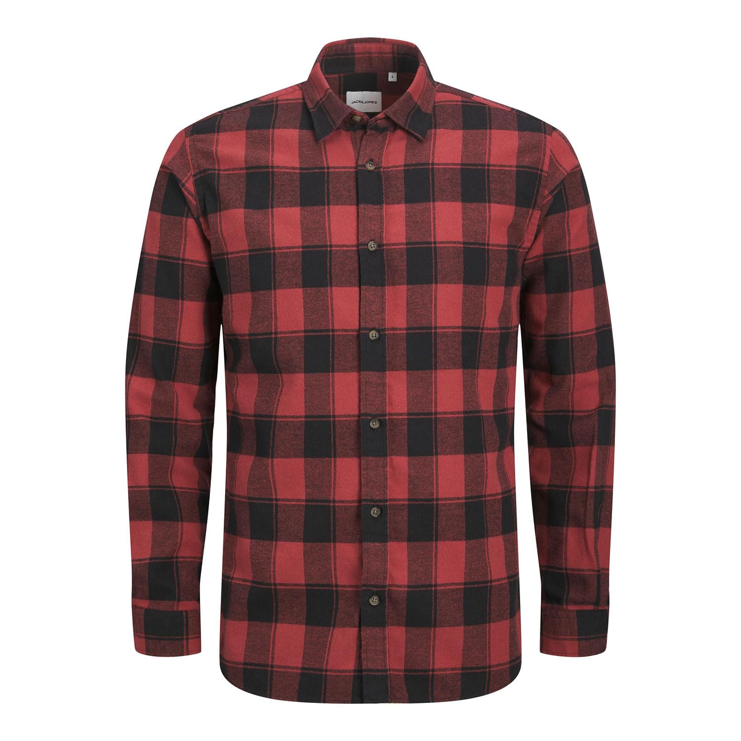 Jack & Jones Men's Brick Red Slim Fit Long Sleeve Checked Shirt, Size Xxl - Premium Casual Top & Stylish Everyday Chequered Wear
