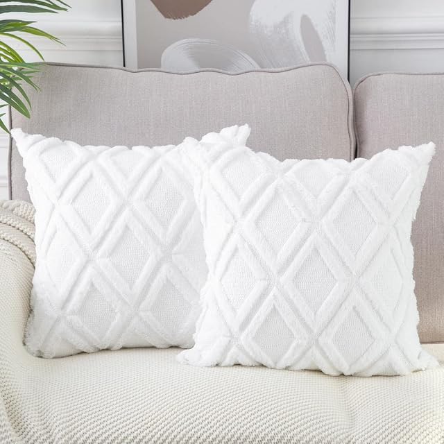 Neelvin Pack of 2 Soft Plush Short Wool Velvet Decorative Throw Pillow Covers Cushion Case Pillowcase for Sofa Couch