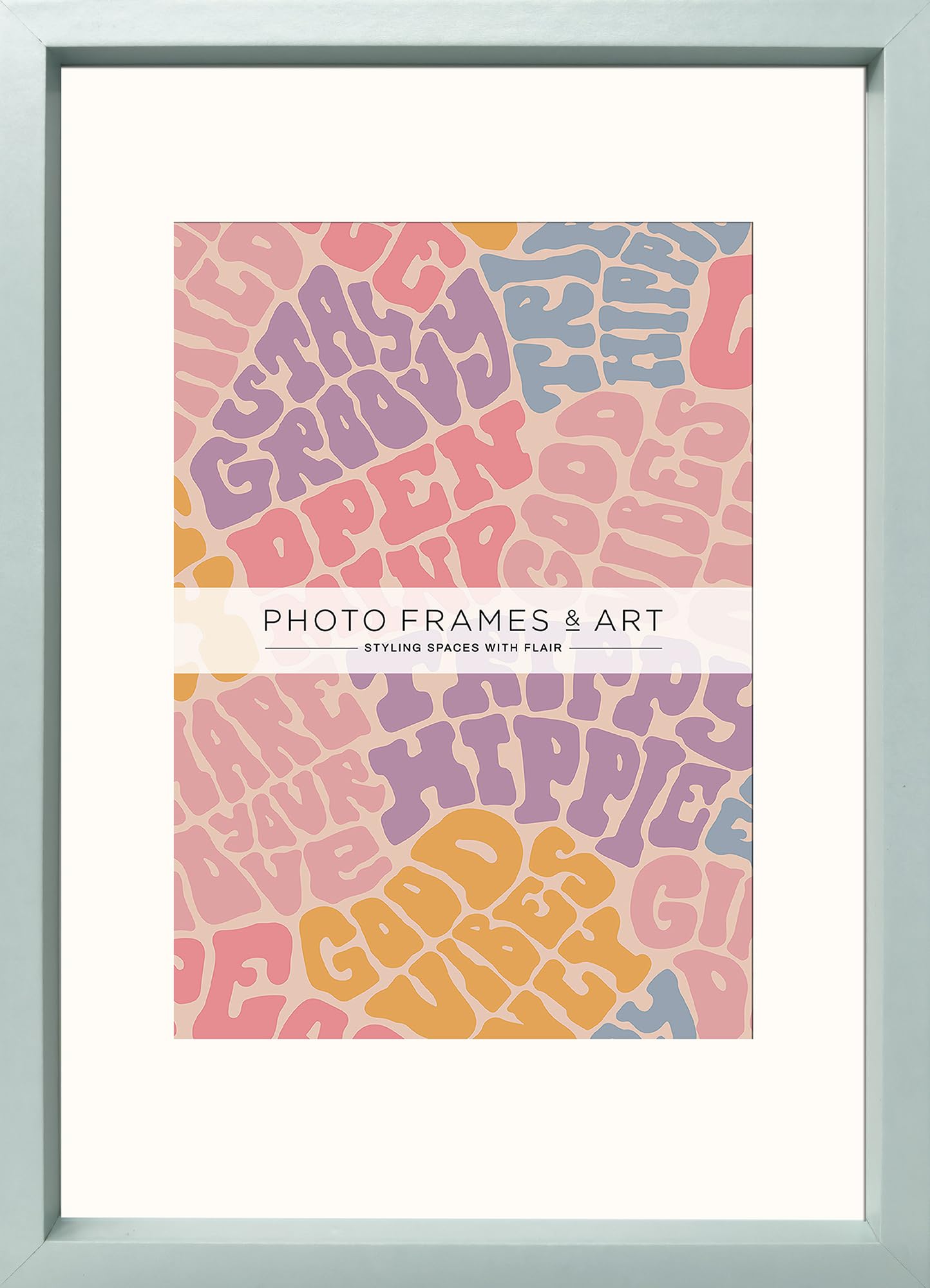 pf+a REAL GLASS Light Green Picture Frame For A5 Photo - Light Green A4 For A5 Picture Frame - Completely Removable Mount / A5 Frame With Mount