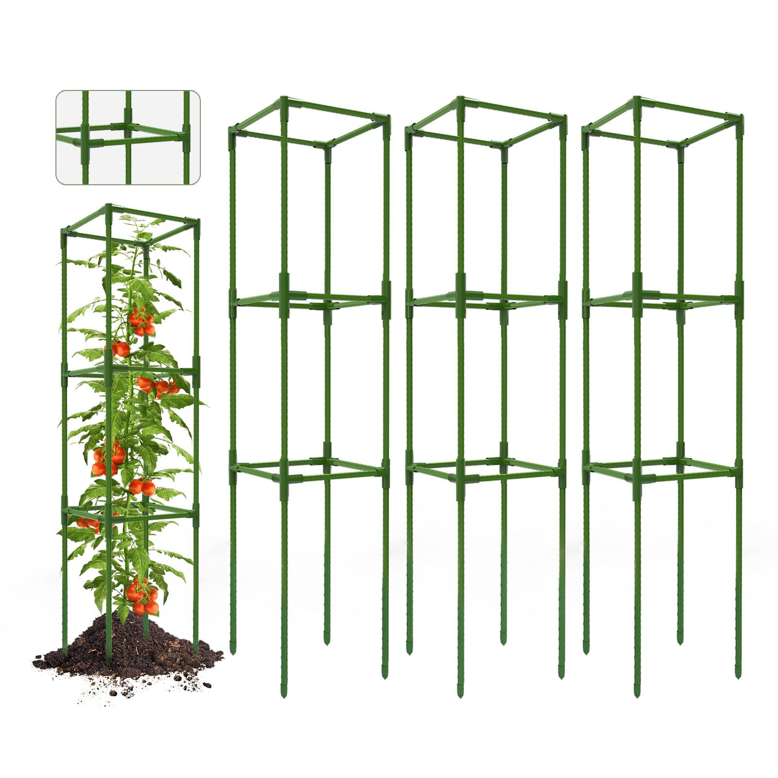 tomato④ Amazon.com : Breeze Touch 3 Pack Square Tomato Cages, Up to 47