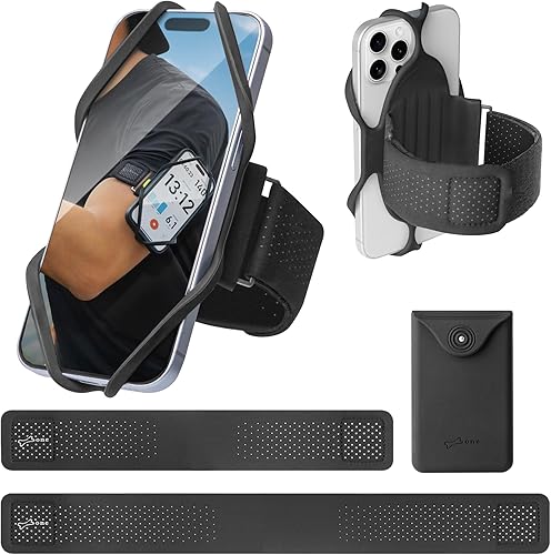 BONE Run Tie 3, brazalete deportivo de silicona agradable al tacto con estructura de doble capa para disipación de calor, soporte de teléfono de