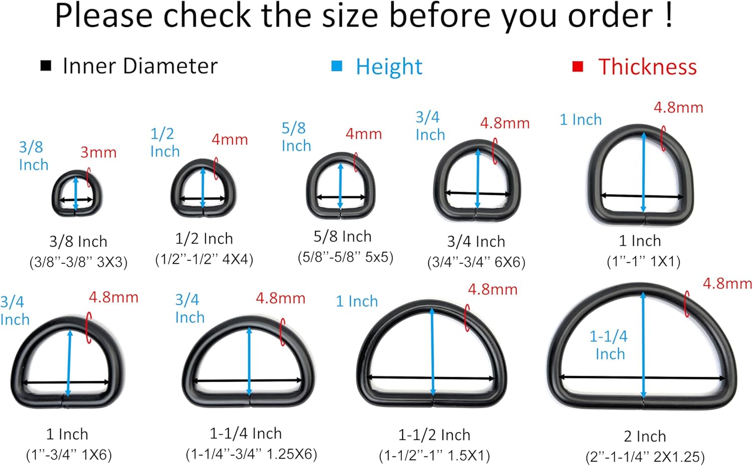 15 Pcs Metal D Rings Heavy Duty Non-Welded Iron D Ring Buckle for Sewing - Image 2