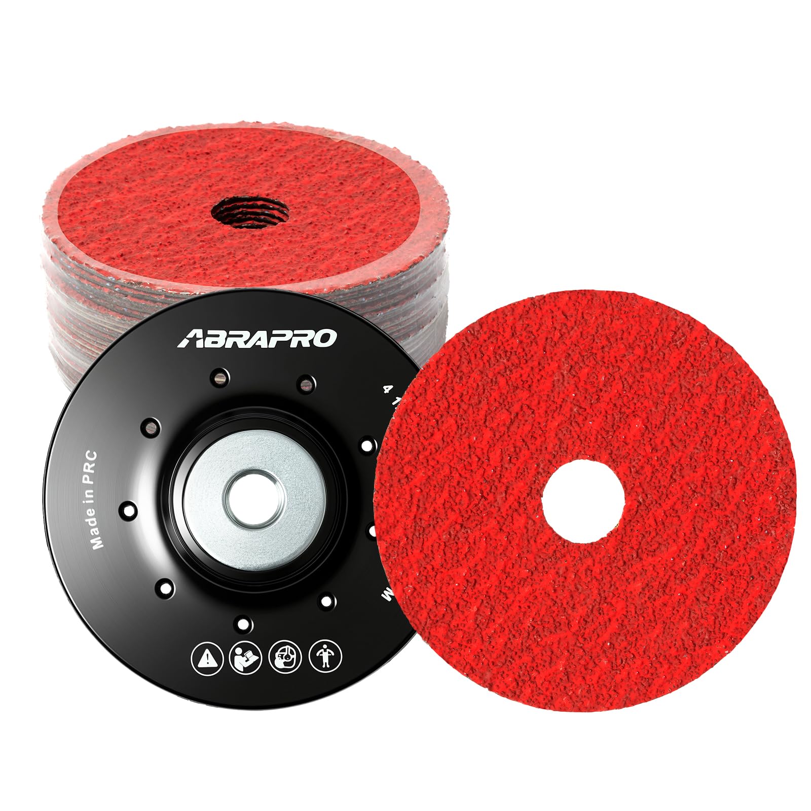 Discos de lijado y molienda de fibra de resina de cerámica de 4.5 x 7/8 pulgadas con almohadilla de respaldo, grano 24/36/60/80/120, paquete de 25