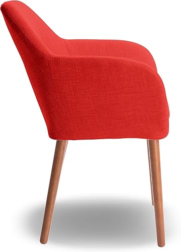 Miniatura 7 de Elle Decor Roux Mid-Century - Sillón decorativo para sala de estar, sofá suave, tapizado de tela de lino