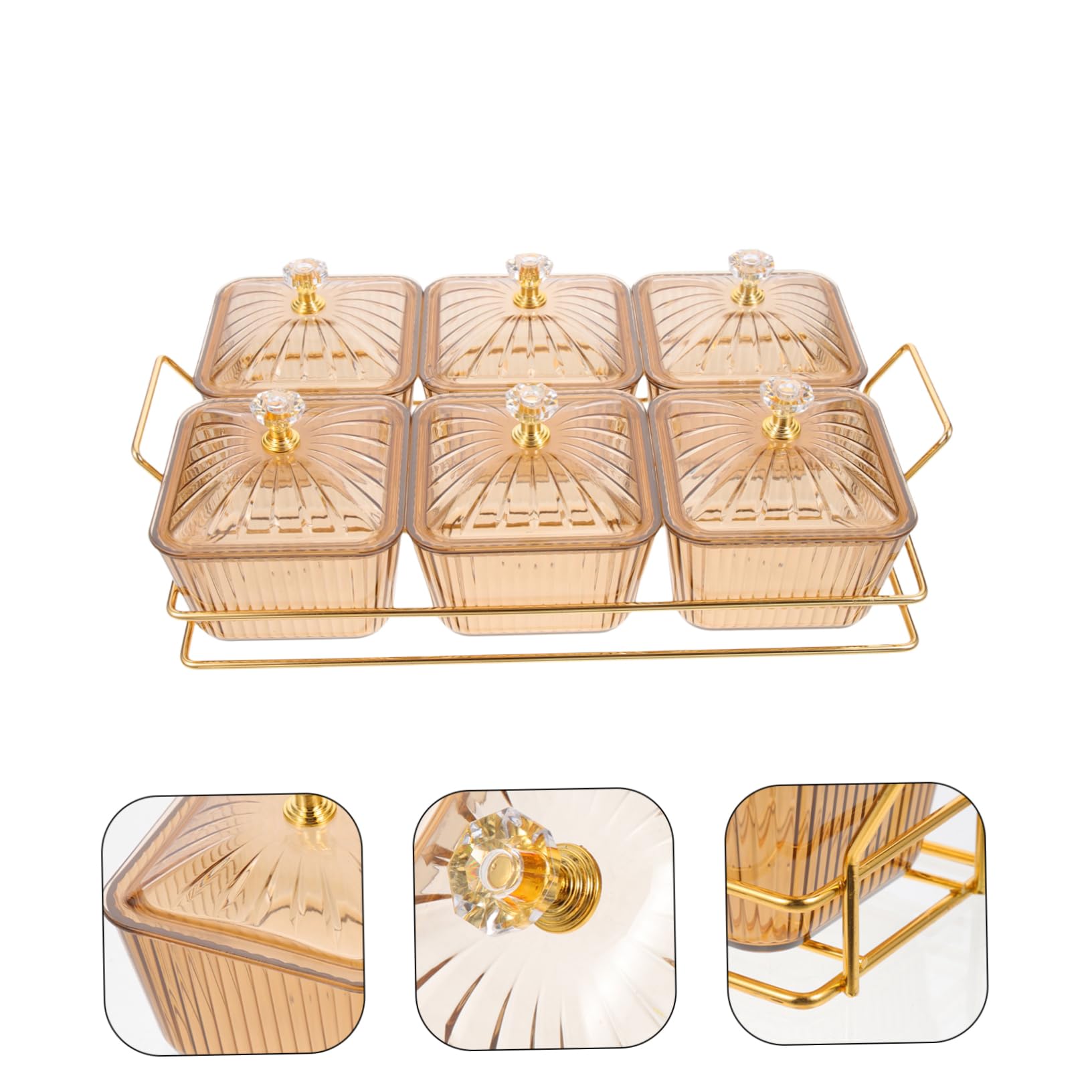 Gatuida Bandeja de Hierro Servir con Dorada Aperitivos para 6 Compartimentos Diseño Moderno y Multifuncional Adecuado para Bodas y Reuniones para Snacks y Frutas