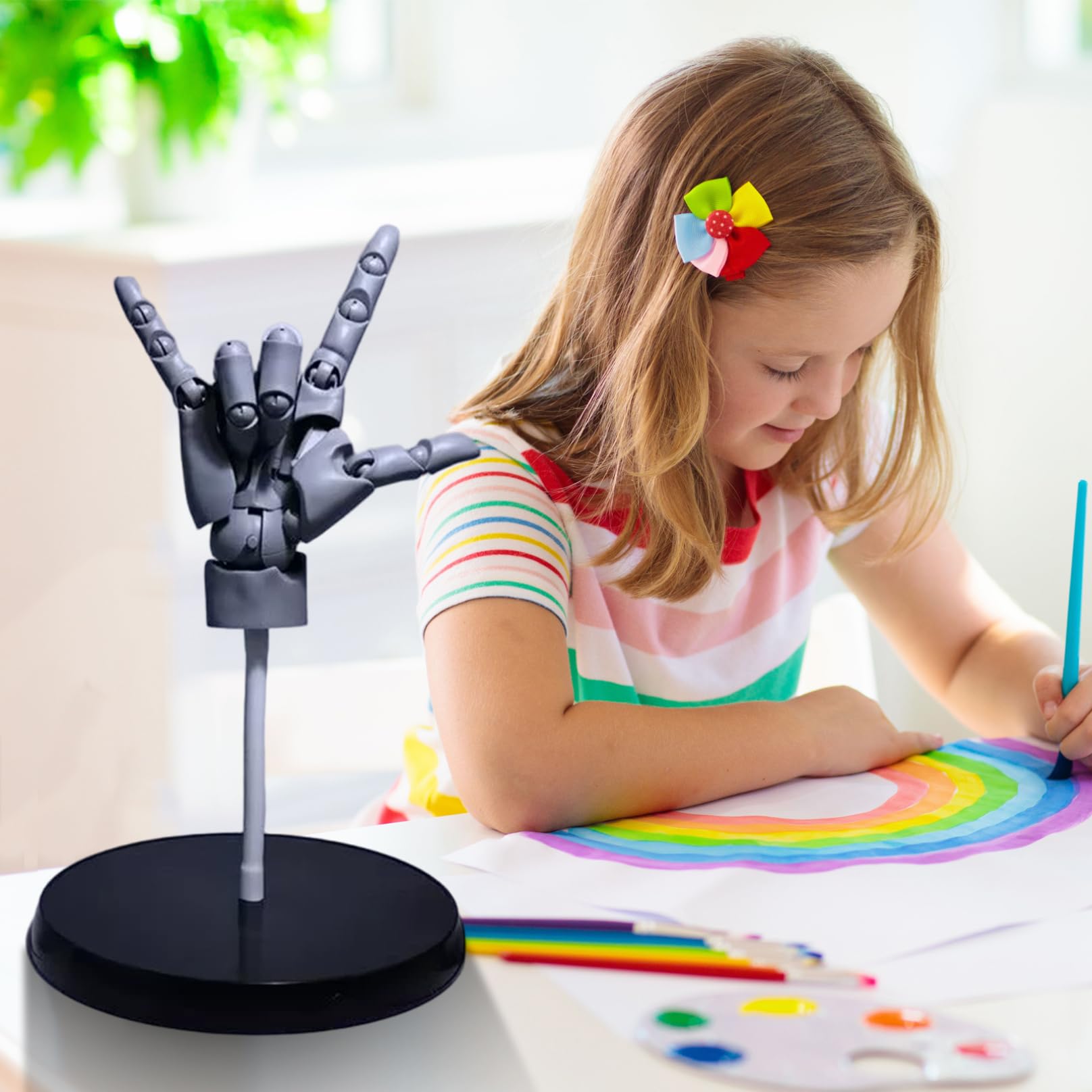 Lot de 2 modèles de main articulée 1:1 pour dessiner des mains de mannequin articulées avec base pour dessin, peinture, croquis, 36,1 cm (droite + gauche)