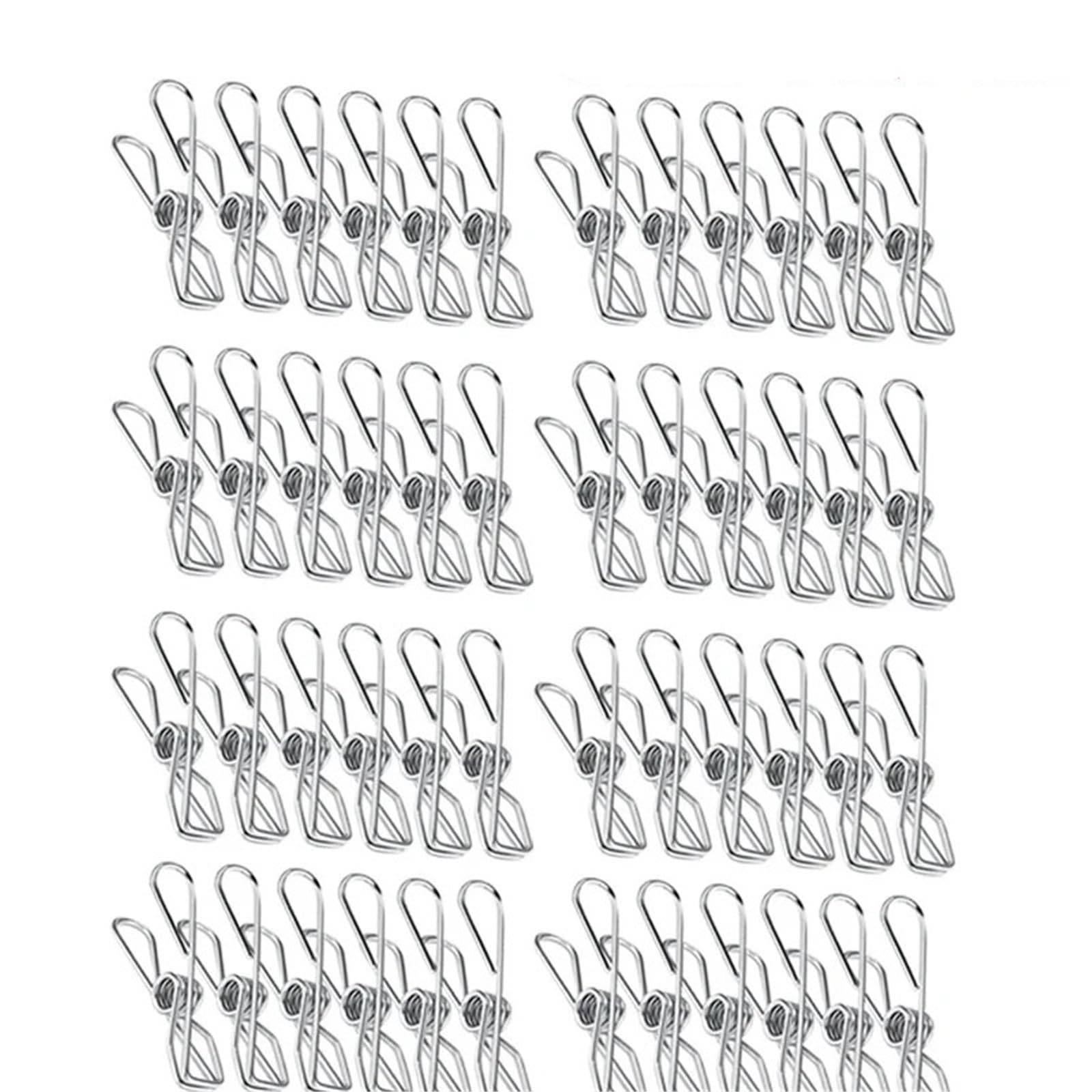 100 Pz 6 cm Mollette da bucato in acciaio inossidabile Clip di tenuta Stoccaggio in metallo Organizzatore cucina Strumento Pin stoffa Supporti for clip Per Vestiti