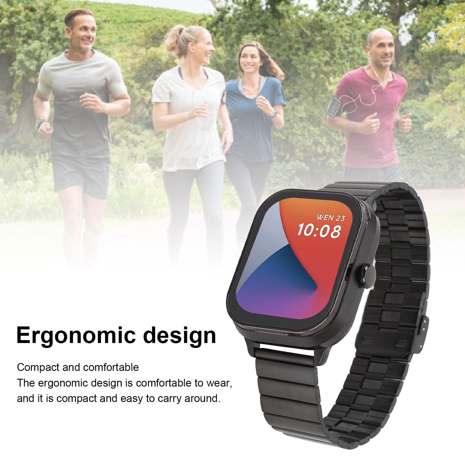 EMUKOEP 2-in-1-Smartwatch mit Ohrhörern, 2,01 Zoll, Bluetooth, Musik, Schrittzählung, Sportuhr für (Schwarzer Stahl)