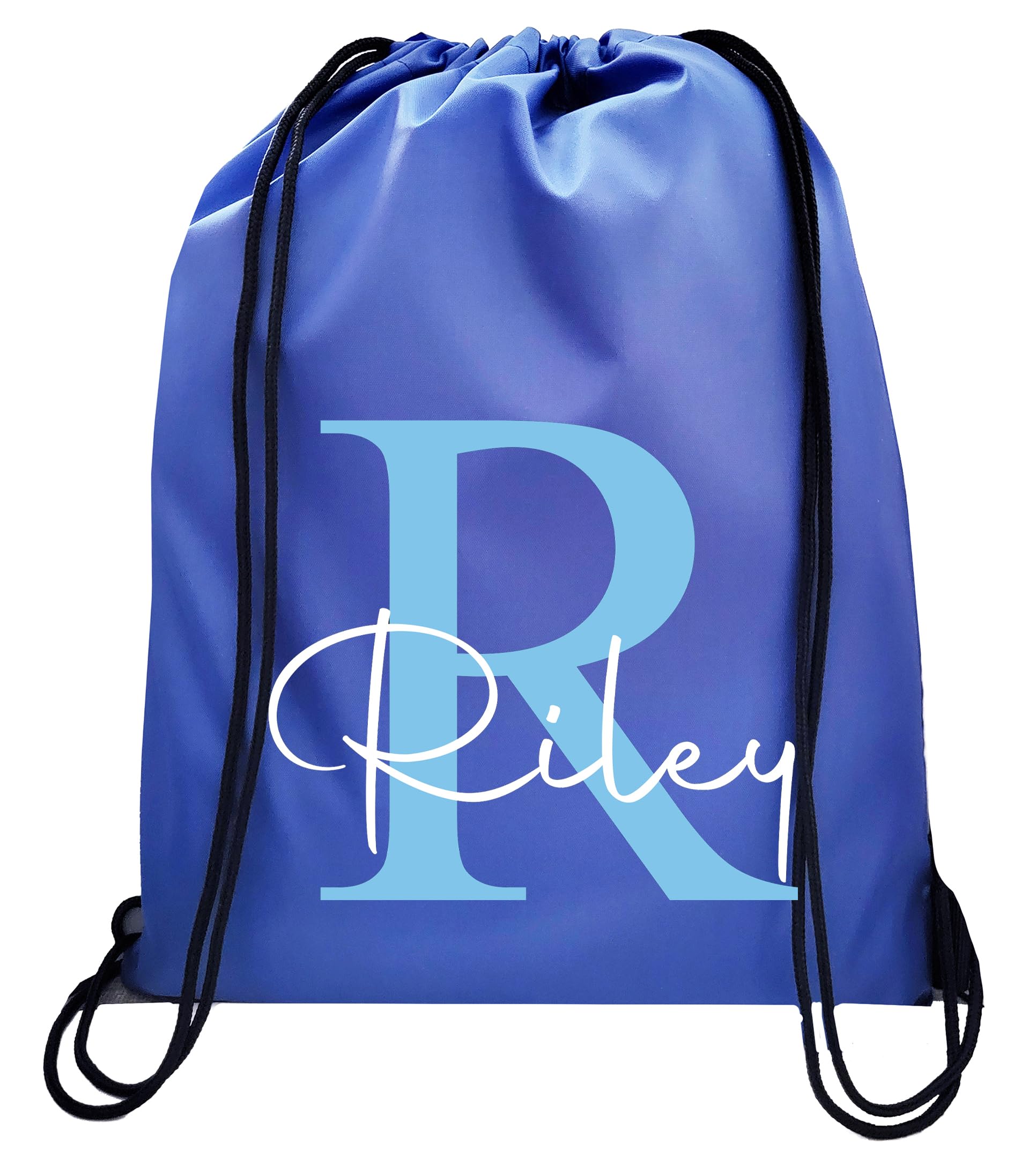 Jjlc Unisex Royal Blue Personalised Pe School Bag Drawstring Sports Bag Initial & Name (Royal Blue)