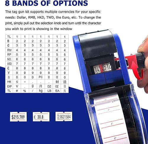 Miniatura 3 de MX-5500 Pistola de precio de 8 dígitos con 5000 etiquetas adhesivas blancas y 3 tintas adicionales, pistola de precios con kit de etiquetas, pistola