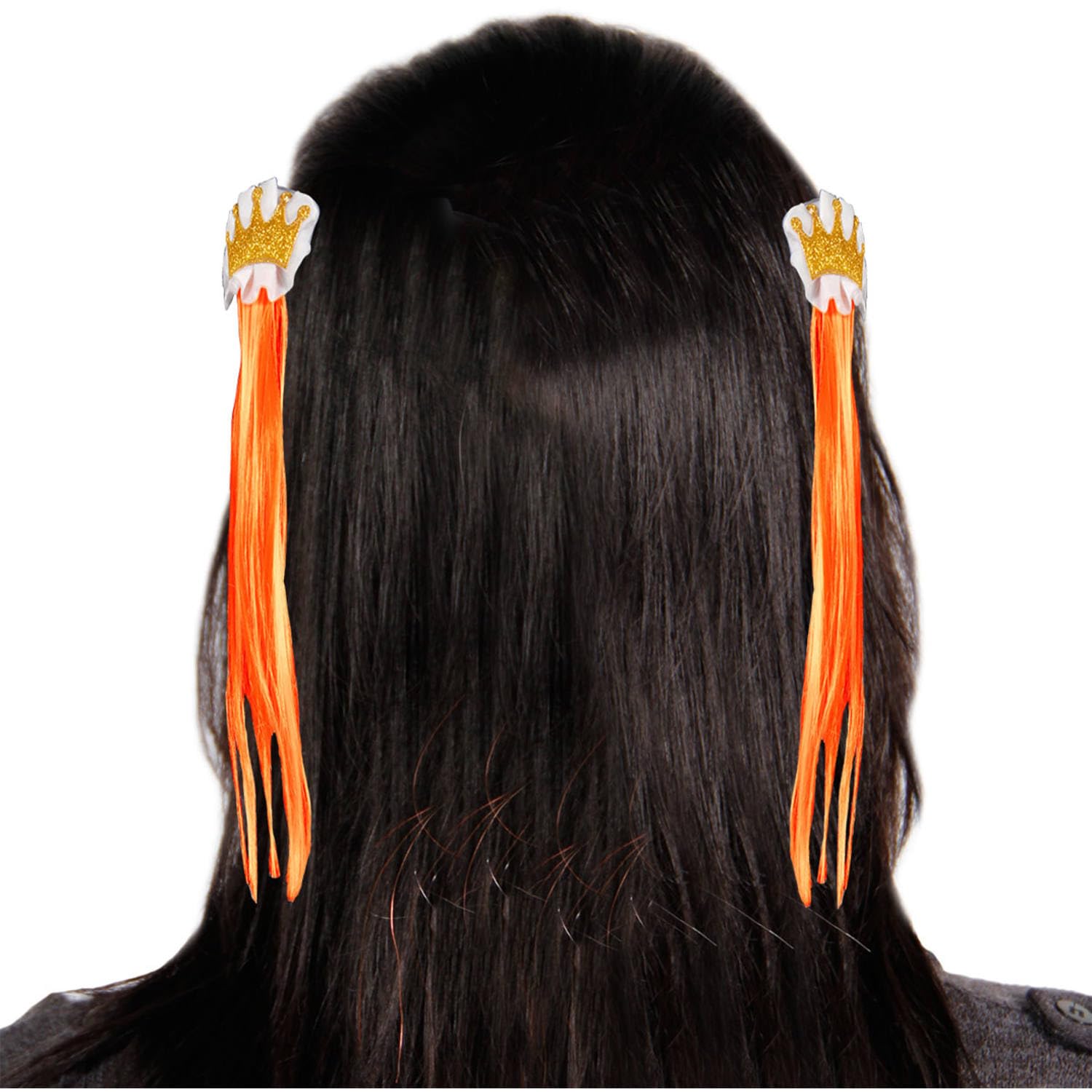Folat Hair Clip Set Orange with Crown