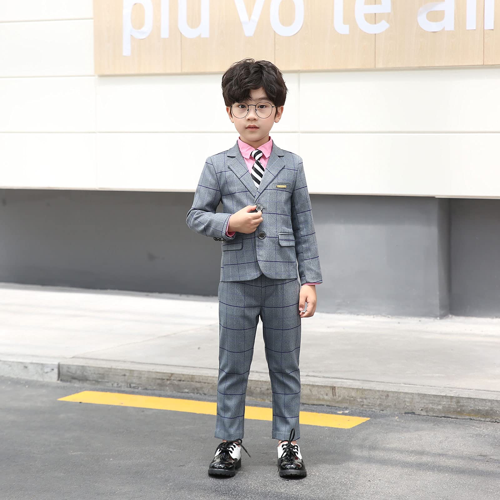 Trajes de Comunion Niño Traje Infantil Tradicional Español a Rayas a Cuadros, Apto para Bautizo y Comunión, Traje Infantil de 5 Piezas