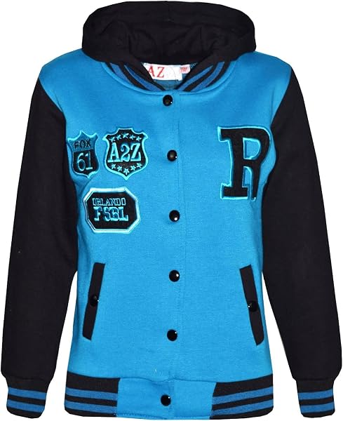 A2Z 4 Kids Unisex Ragazze E Ragazzi Baseball Tuta R Fashion Fox And NYC Felpa Con Cappuccio Giacca Varsity Stile Cappotto Maniche Lunghe Pantaloni Della Tuta Completo Sportivo Bambini Età 2-13 Anni - 2