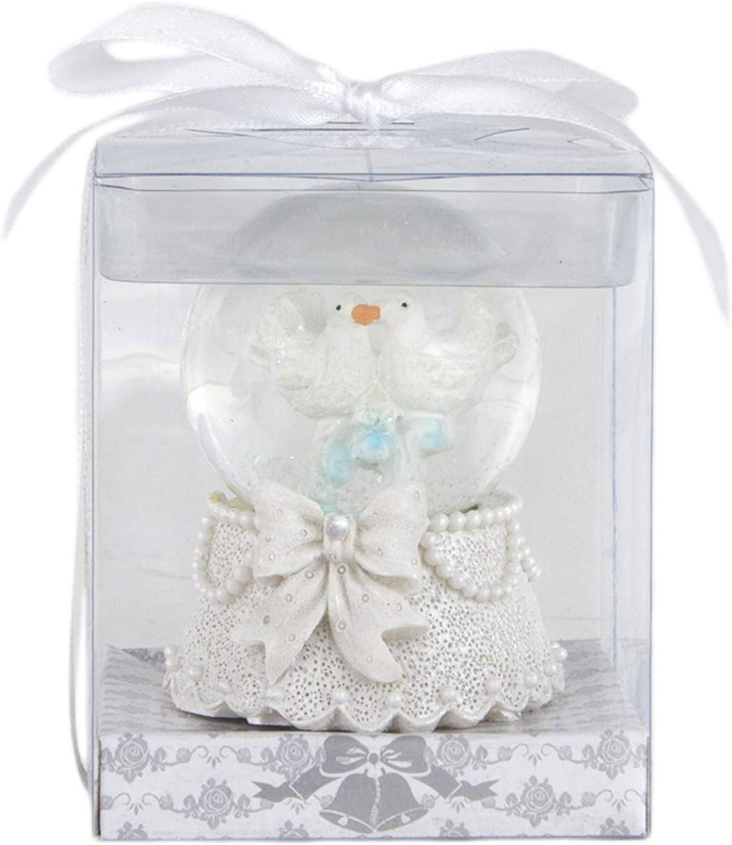 12 pcs Dual Doves Water Globe Figurines with Ribbon, Elegant Wedding Cake Toppers, Keepsake Party Favors, Romantic Decorations, Weddings Table Décor, Celebration Gifts