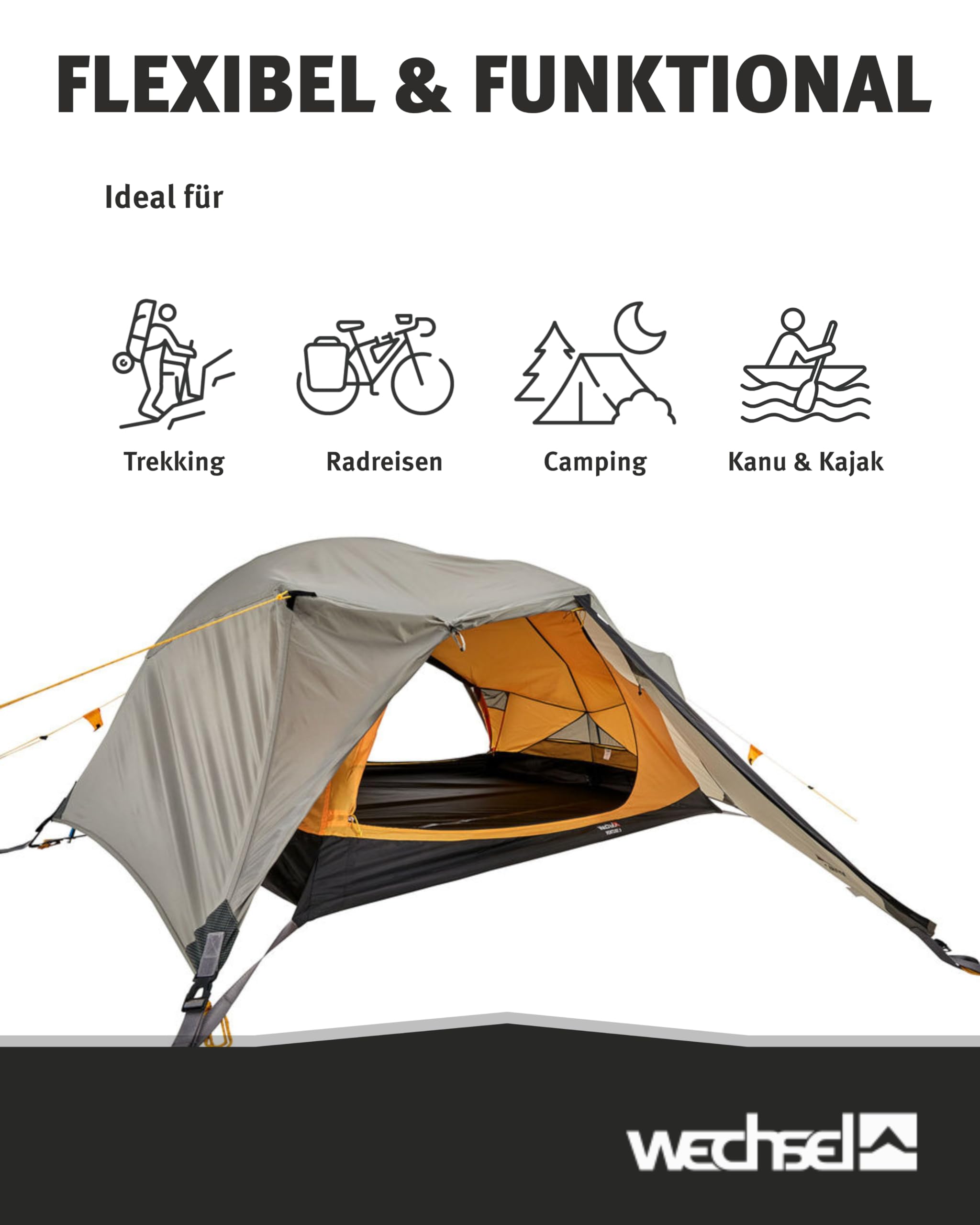 Wechsel Groundsheet Venture 3 I Schwarz I robuste Zelt-Unterlage Boden I Zeltplane wasserdicht mit 7000mm Wassersäule I Bodenplane aus 75D Polyester I Camping-Plane zum Schutz vor Nässe & Schmutz
