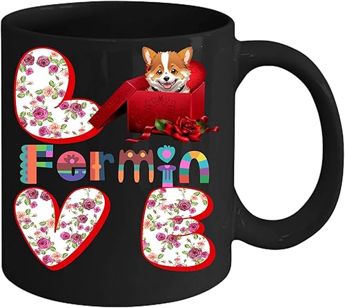 Personalized Corgi Name Fermin Corgi Name Mug,corgi Gift, Corgi Owner, Dog Lover Gift, Corgi, Floral Corgi Dog Mug 11oz Black Mug Christmas, Bday,