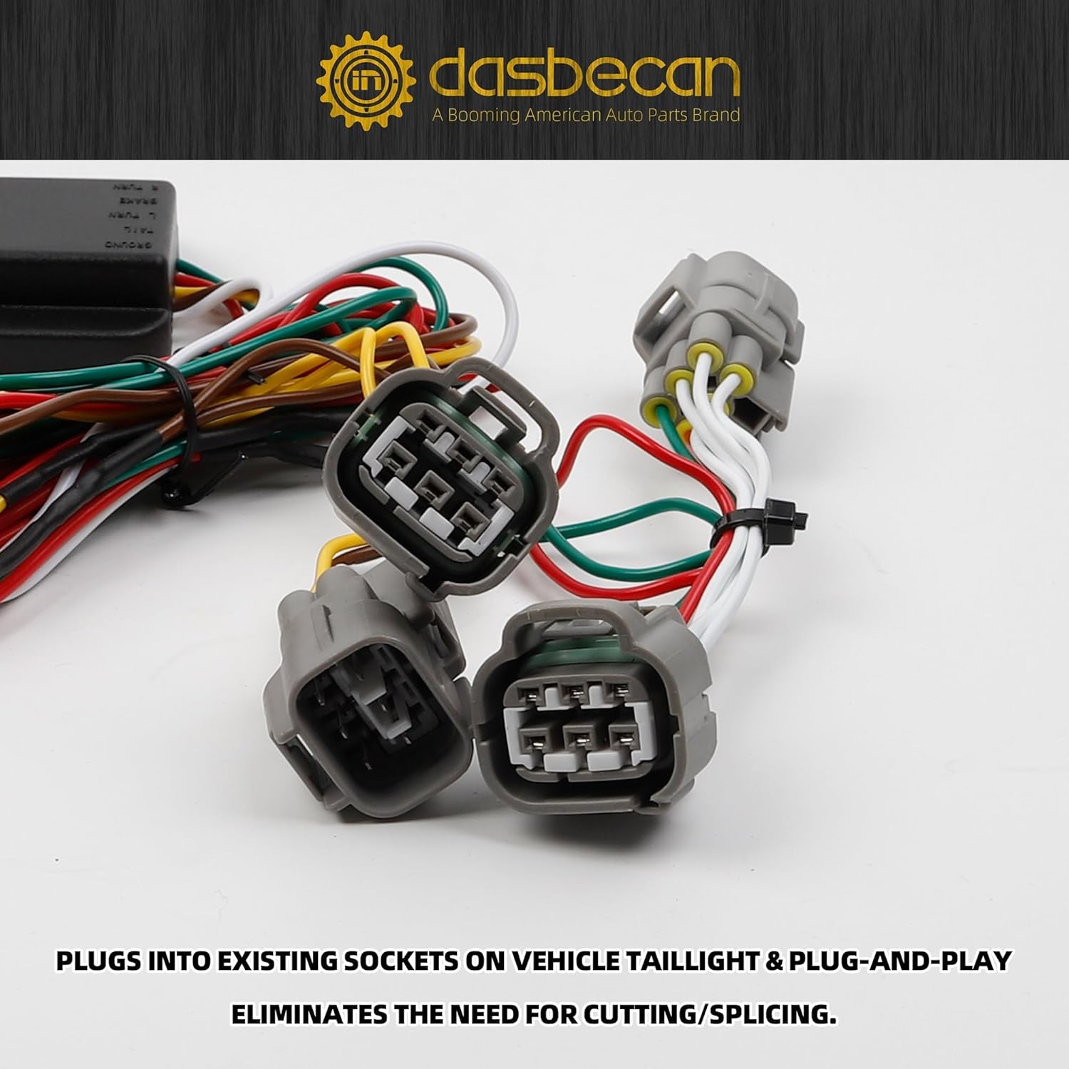 Dasbecan 55513 4-Pin Trailer Wiring Harness Compatible with Toyota Tacoma 2005-2015, T100 1994-1998, Hilux 2010-2012 Tow Hitch