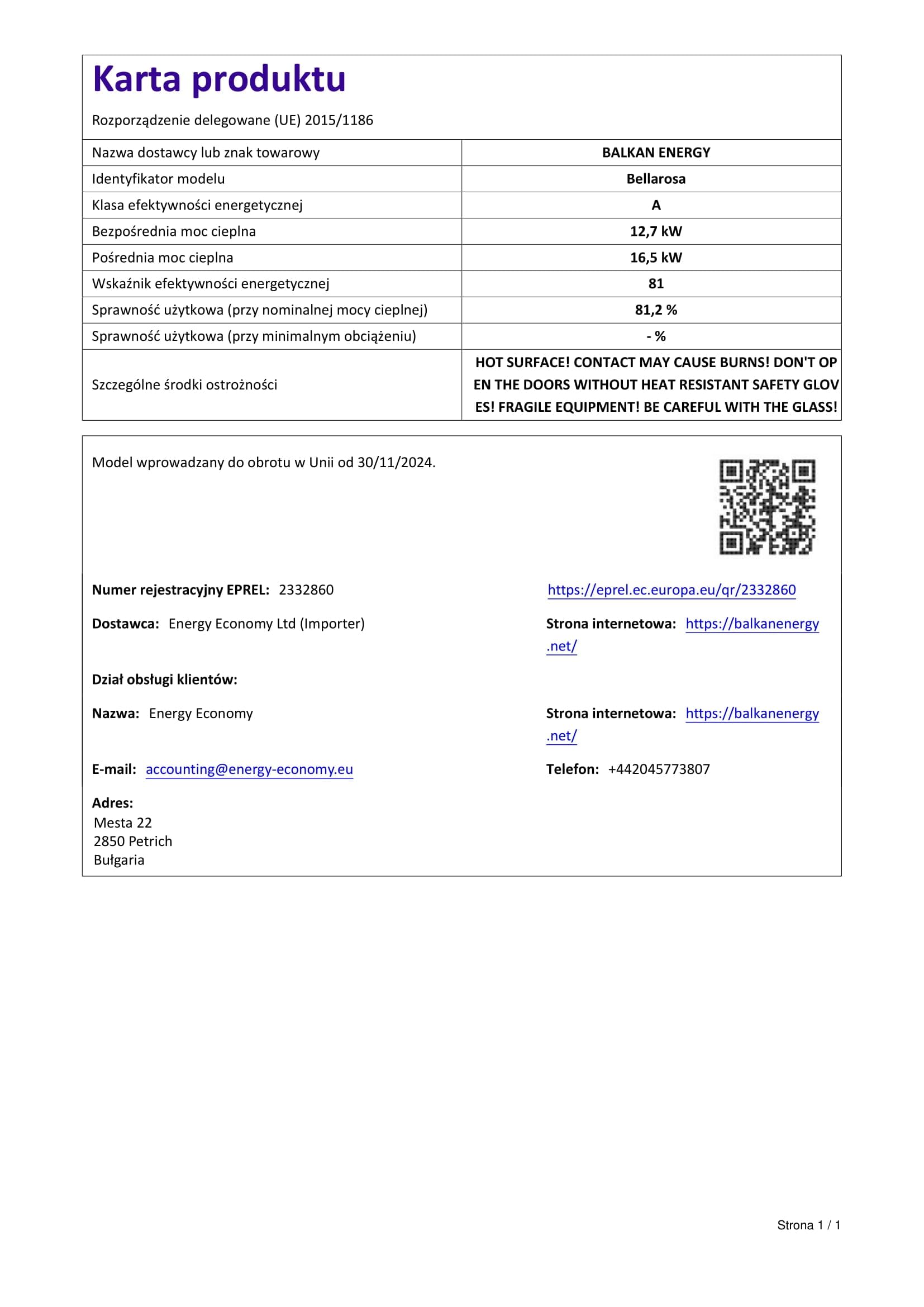 Termostufa a Legna BALKAN ENERGY Bellarosa 29.16-34.10kW