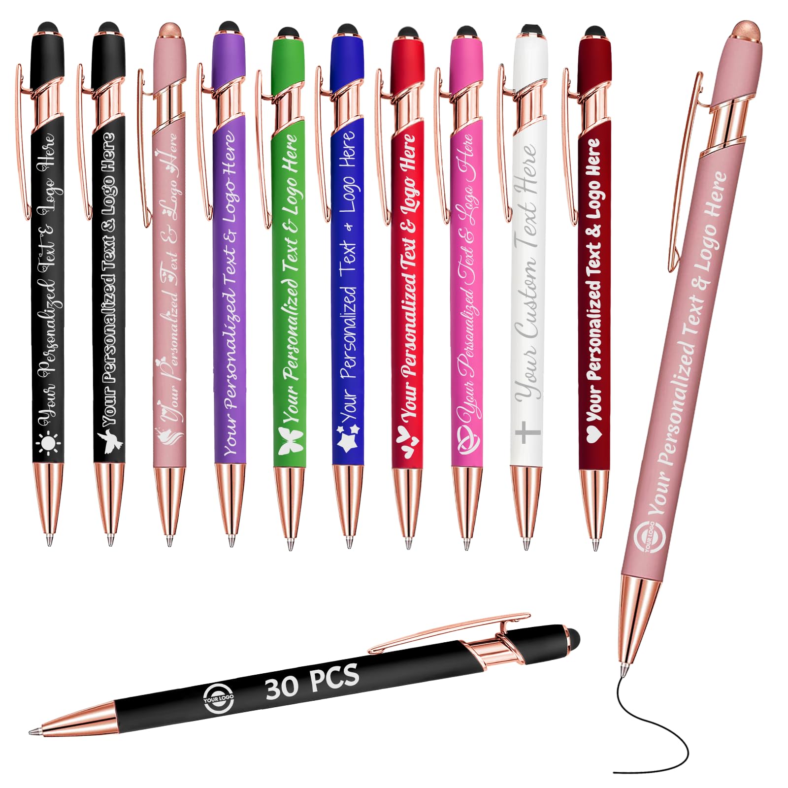 30 Bolígrafo Personalizado Bolígrafos Personalizados Con Nombre Logotipo Bolígrafo Grabado Bolígrafos de Escritura Suave Personalizados Regalo Para Hombres Mujeres Oficina Negocios Navidad Boda