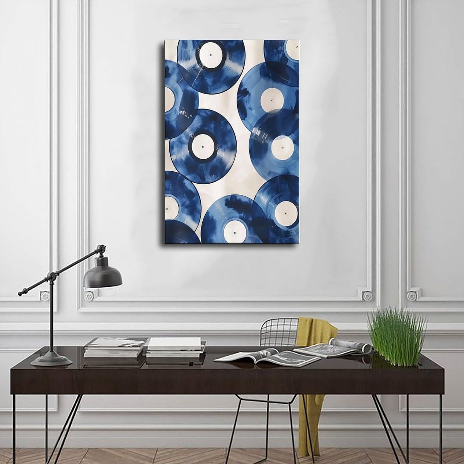 QIOTBVV Dischi in vinile blu retrò, decorazione per camera da letto, ufficio, stanza, regalo, 50 x 75 cm