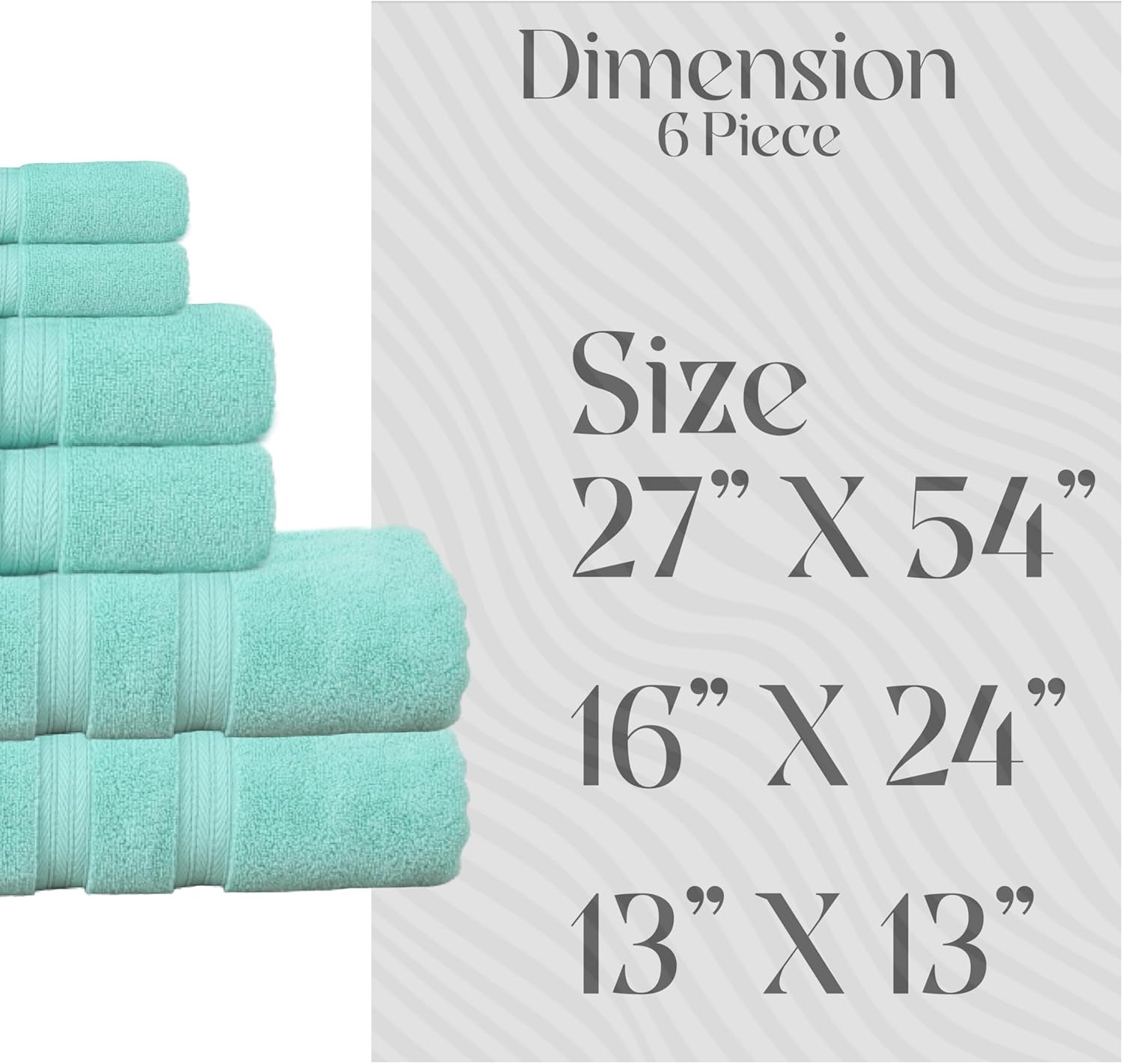 Home Weavers Elegance Essentials 550GSM 100% Cotton Zero Twist Super Absorbent Bath Towel Set (2 Bath Towel, 2 Hand Towel & 2 Washcloth) - (Set of 6) Turquoise
