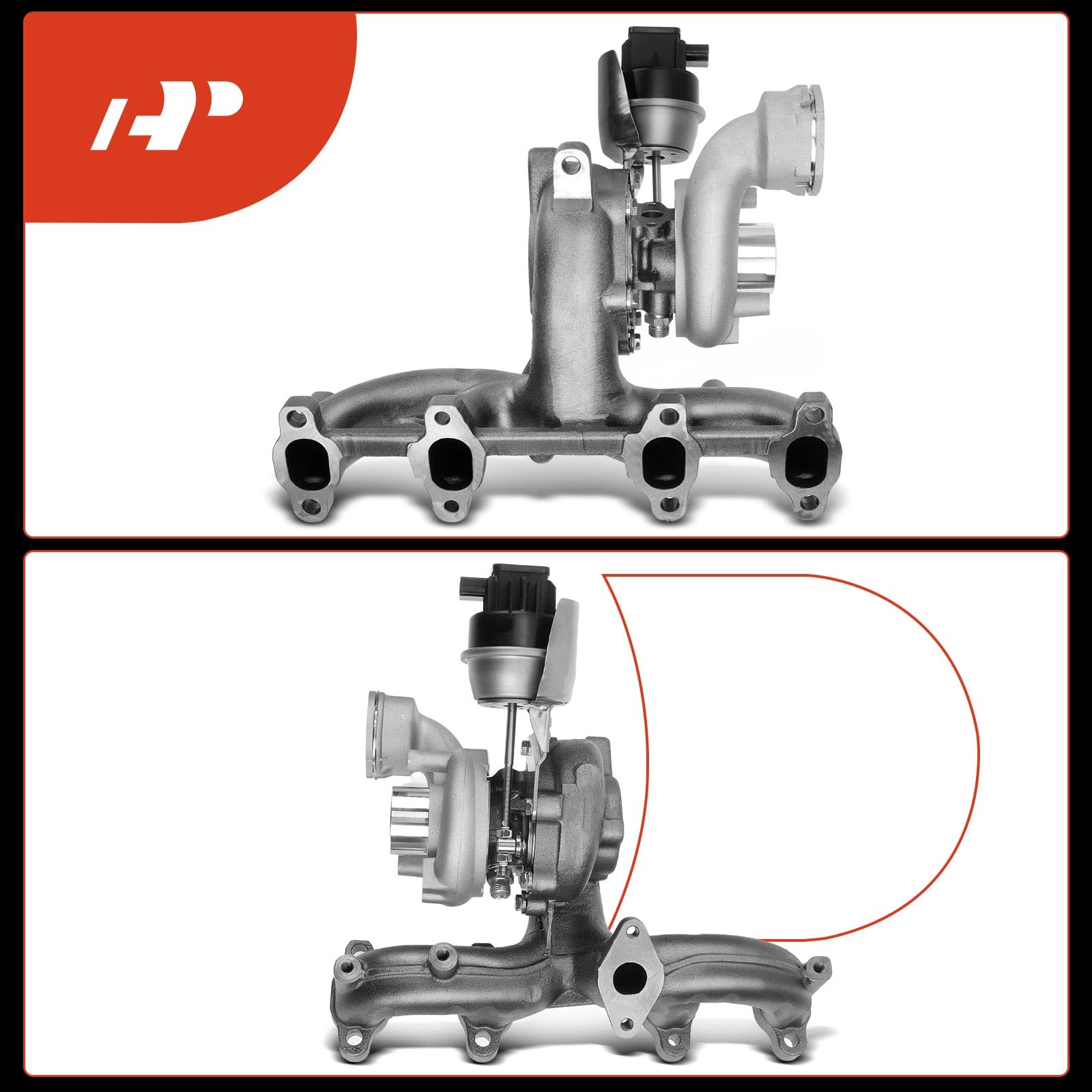 A-Premium Complete Turbo Turbocharger Kit, with Wastegate Actuator & Gasket, Compatible with Volkswagen Jetta 2004-2005, Beetle/Golf 2004-2006, 1.9L, Replace# 038253019S, 038253020S