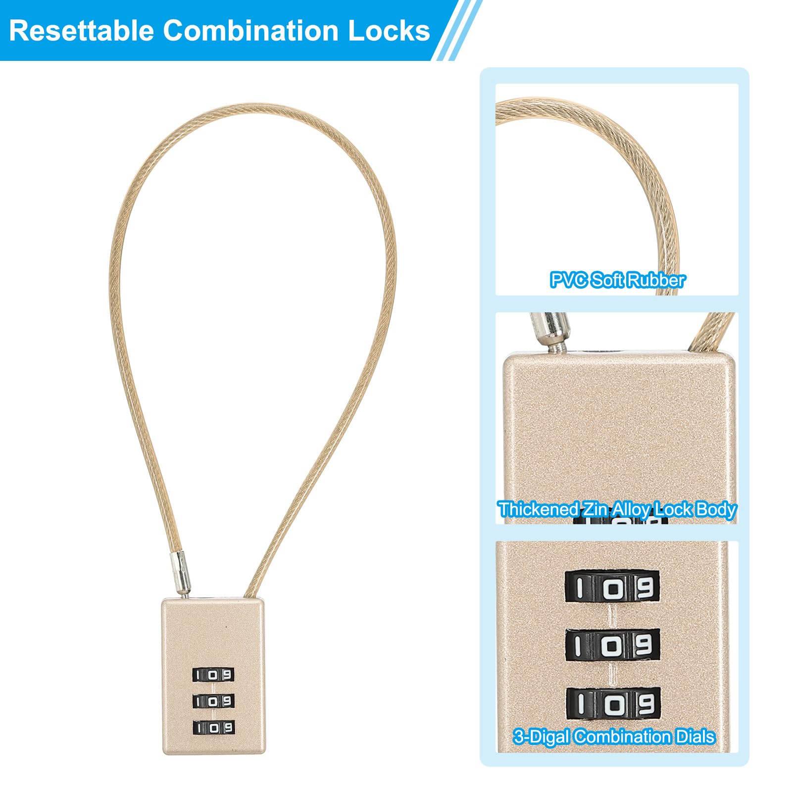 PATIKIL 2 Pack 3 Digit Combination Lock - Image 3