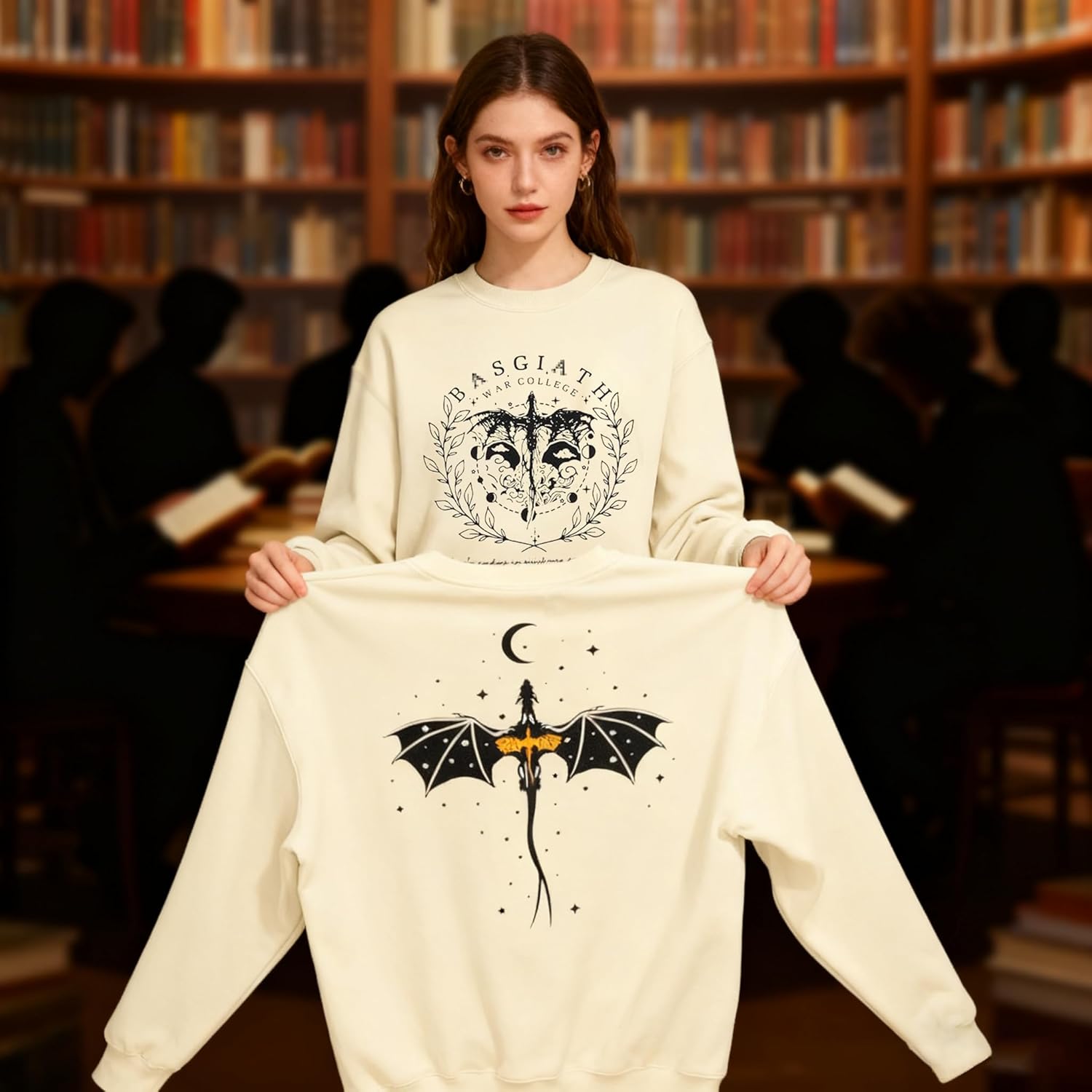 Book Sweatshirt for Women Reading Book Lovers Sweatshirts Funny Bookish Shirts Casual 2 Sided Graphic Pullover Tops - Image 3